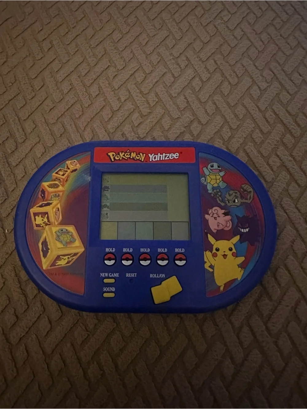 Vintage 1999 Pokemon Electronic Yahtzee Travel Game - Blue & Yellow